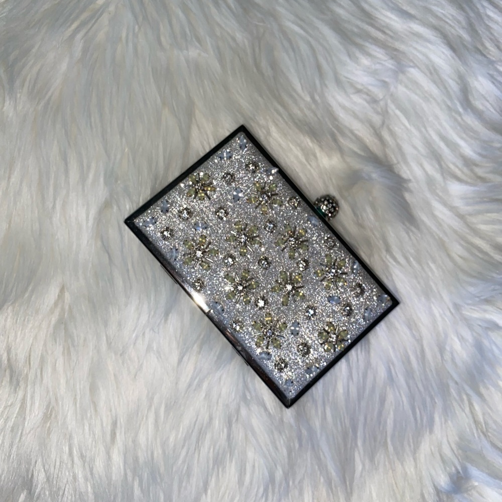 Ever New White rhinestone clutch